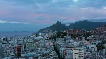 Cantagalo and Pavao-Pavaozinho Favelas. Rio de Janeiro, Brazil. Aerial View. Drone Flies Sideways video