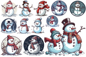 Beautiful Christmas Snowman Clipart - Ai Generative png