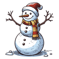 hermosa Navidad monigote de nieve clipart - ai generativo png