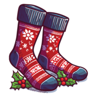 Kerstmis sokken clip art - ai generatief png