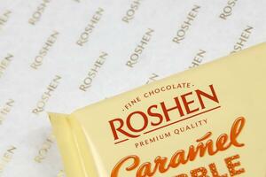 KHARKIV, UKRAINE - JANUARY 2, 2021 Roshen chocolate production. Roshen Confectionery Corporation is a Ukrainian confectionery manufacturing group photo