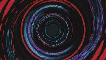 Swirling circles of flashing blue and red light abstract motion background animation. video