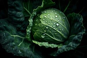 Cabbage on a black background. Neural network AI generated photo