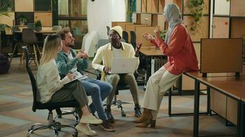 Multiethnic business team of coworkers are discussing a project in a modern office.Different Races,Diverse People,Creative Team,Business Partners video