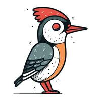 Cute cartoon woodpecker bird. Vector illustration isolated on white background.