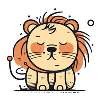 Cute cartoon lion. Vector illustration isolated on a white background.