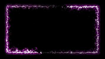 animated neon rectangular border frame fire burning with black background video