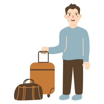 turista con retraso y bolso vector