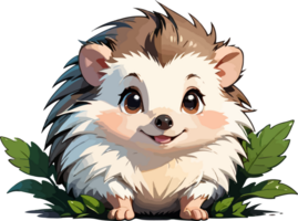 Cute Hedgehog Cartoon Sticker Design AI Generative png