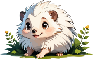 Cute Hedgehog Cartoon Logo AI Generative png