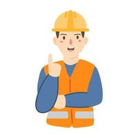 engineer or architect in safety helmet and reflective jacket vector