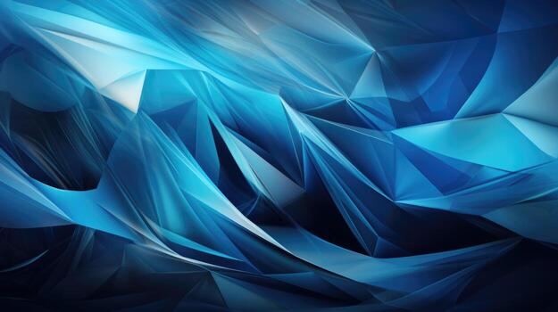 A image of abstract wavy shape blue light or dark background Generative AI photo