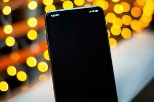 a picture of mobile bokeh background mockup or copy space concept Generative AI photo