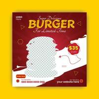 Delicious burger web banner post. vector