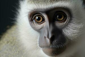 Hyper realistic extreme close up face monkey. Generative AI photo