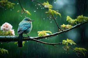 Drizzle Rainy day in autumn background and wallpaper. Generative AI photo