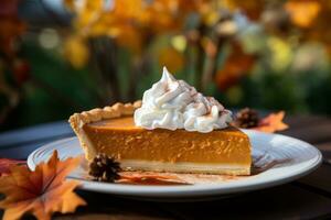 Homemade Pumpkin Pie for Thanksigiving. Generative AI photo