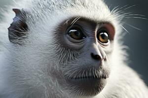 Hyper realistic extreme close up face monkey. Generative AI photo