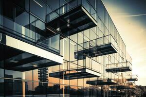 Modern architecture building glass duotone background. Generative AI photo