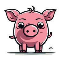 Cute pig. Vector illustration. Isolated on white background.