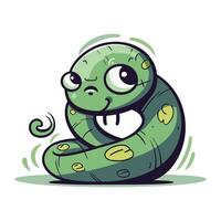 linda dibujos animados verde serpiente. vector ilustración aislado en blanco antecedentes.