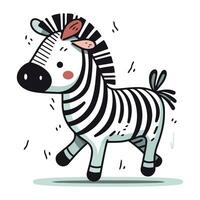 Zebra vector illustration. Cute cartoon zebra isolated on white background.