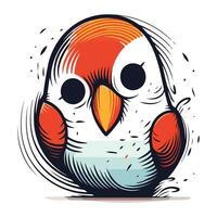 Cute parrot vector illustration. Hand drawn cartoon parrot.