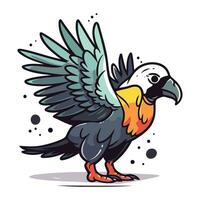 Vector illustration of a flying vulture on a white background. Cartoon style.