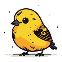 Vector illustration of a cute little yellow bird on a white background.