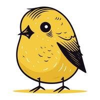 Vector illustration of a cute little yellow bird isolated on white background.