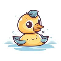 Cute cartoon duckling. Vector illustration isolated on white background.