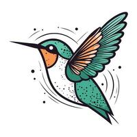 Hummingbird with wings. Vector illustration in doodle style.