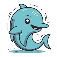 Cute cartoon dolphin. Vector illustration of a funny cartoon dolphin.