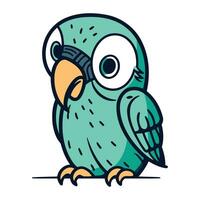 Cute cartoon parrot. Vector illustration isolated on white background.