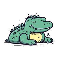 Cute cartoon crocodile. Hand drawn vector illustration for children.