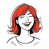 vector mano dibujado ilustración de un mujeres cara con rojo cabello.