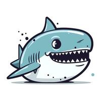 Cartoon shark. Vector illustration. Isolated on white background.