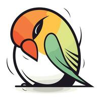 Vector illustration of a cute cartoon parrot isolated on white background.
