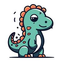 Cute cartoon dinosaur. Vector illustration. Isolated on white background.