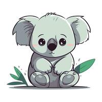 Cute koala sitting on the ground. vector cartoon illustration.