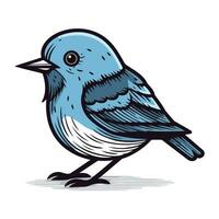 Blue bird on a white background. Vector illustration of a bird.