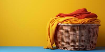 Colorful clothes basket distinctive realistic lighting. Generative AI photo