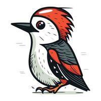 linda pájaro carpintero vector ilustración. mano dibujado dibujos animados estilo.