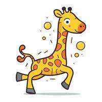 Cartoon giraffe playing with balls. Cute animal vector illustration.