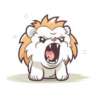 Angry lion. Cartoon vector illustration. Isolated on white background.