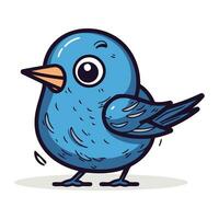 Blue bird cartoon icon. Colorful vector illustration isolated on white background