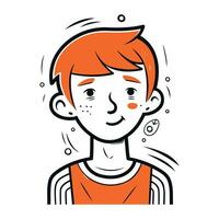 Boy with freckles on face. Vector illustration in cartoon style.