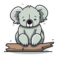 Koala sitting on a branch. Vector illustration in cartoon style.