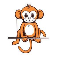 Cute cartoon monkey on a white background. Vector illustration for your design