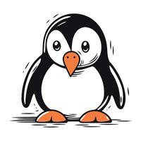 Cute penguin cartoon vector illustration. Hand drawn penguin isolated on white background.